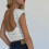 Stylish Round Neck Short Sleeve Backless Sequins-Black XL 5