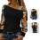 Elegant Off Shoulder Long Sleeve-Black light blue sle XXL 4