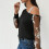 Elegant Off Shoulder Long Sleeve-Black light blue sle XXL 7