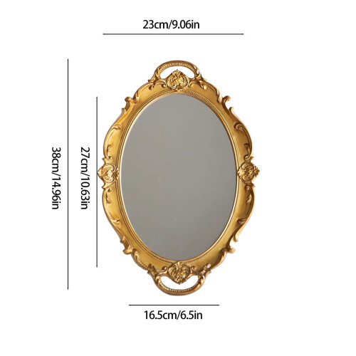 Carved Mirror Tray Vintage Style 1 Piece 2