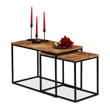 Tables basses en bois de manguier - Lot de 2, finition naturelle