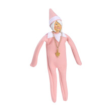 Christmas Elf Doll with Gold Chain & Pink Hat, 25cm