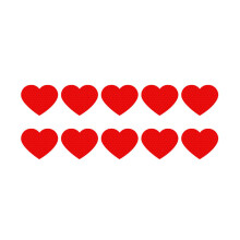 10PCS Small Reflective Heart Decals for Cars Waterproof-Red