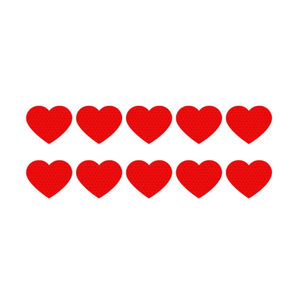 10Pcs Small Reflective Heart Decals For Cars Waterproof- Red 7627001447127