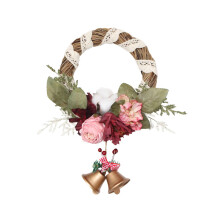 Artificial Rose Wreath Welcome Sign20cm Silk & Rattan