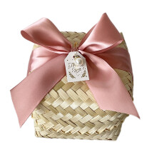 Bamboe geschenkmand met deksel 12,5x12cm & 16x12cm