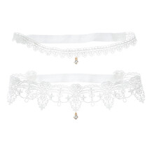 Fascia da sposa in pizzo per coscia con strass - Confezione da 2