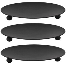 Metal Candle Holder Set – 3-Piece Iron Tray Decor