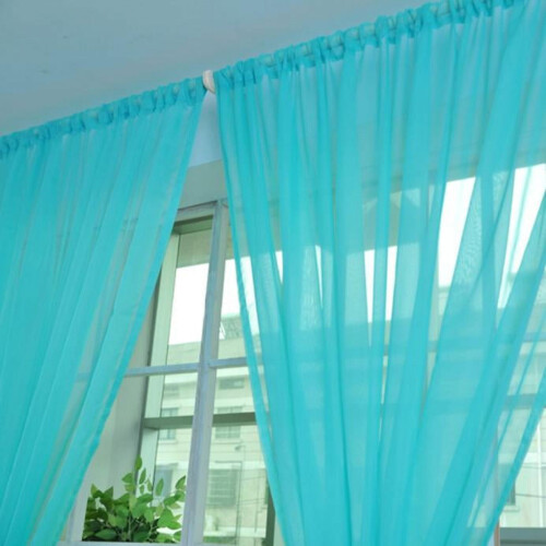 Leaf Pattern Polyester Sheer Curtain Panel (2 pcs)