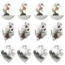 12-Pack Clear Plastic Christmas Baubles8cm