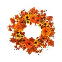 Autumn Thanksgiving Wreath with Pumpkins and Leaves