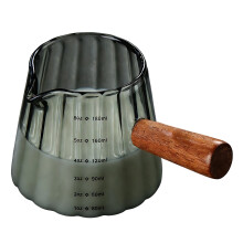 Glass Measuring Cup with Wood Handle 180ML-Cloud and soot