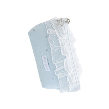 Starry Lace Pencil Case High Capacity-Blue Star lace pencil cas