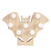 Halloween-Weihnachtsornament aus Holz mit LED-Beleuchtung – Fledermaus, Stern, Kürbis –