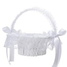 Iron and Polyester Flower Basket with Lace27x27x25cm