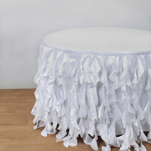 Taffeta Table Skirt 17 ft x 29 in White 2