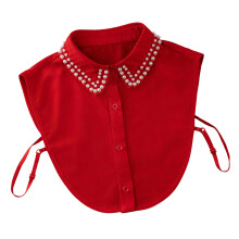 À la mode perles perles Faux col doux Polyester femmes-Rouge