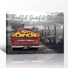 Farmhouse Wall Art 12x18 in Black & White Truck Canvas