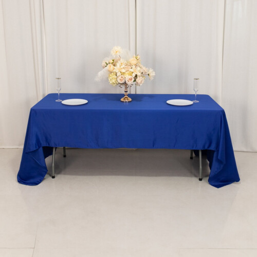 Royal Blue Lamour Satin Rectangular Tablecloth 60 x 126 in