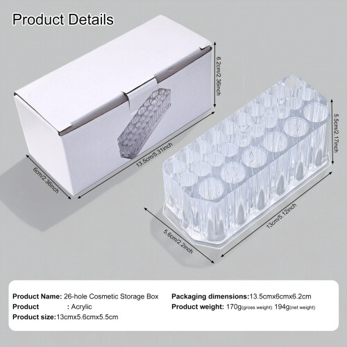 26 Hole Acrylic Brush Holder For Efficient Nail Art Tool 2