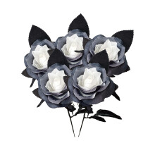 Pink Silk Rose Bouquet with Velvet Leaves