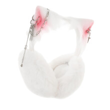 Cosy Puss Ear Design Hanging Earmuffs Soft Plush-white powder
