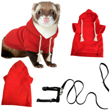 Ensemble sweat à capuche et harnais pour furets à la mode,-Rouge