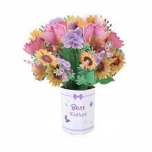 Cartes de vœux « Fleur éternelle » avec tulipes en relief, bouquet floral 3D découpé au laser, motif détachable, cadeau d'anniversaire ou de