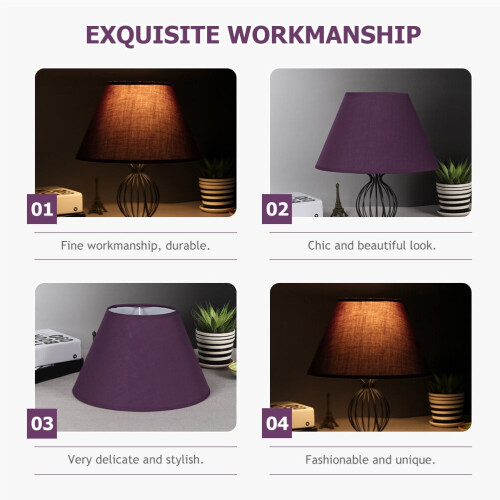Abat-jour plissé violet pour lampe de table, coton-polyester 1