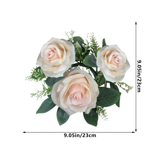 Artificial Rose & Leaf Candle Wreath 23 cm 2