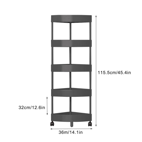 Plastic Corner Storage Shelf with Wheels for Small Spaces 2