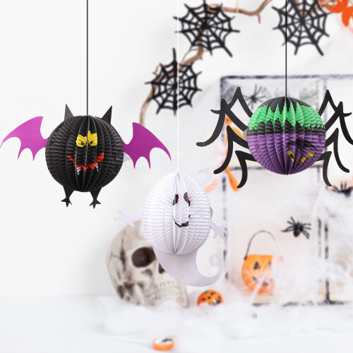 Halloween Hanging Paper Lanterns Pumpkin Bat Ghost Spider 2