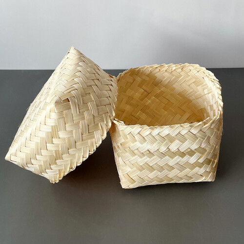 Cesta de presente de bambu com tampa, 12,5 x 12 cm e 16 x 12 cm 1