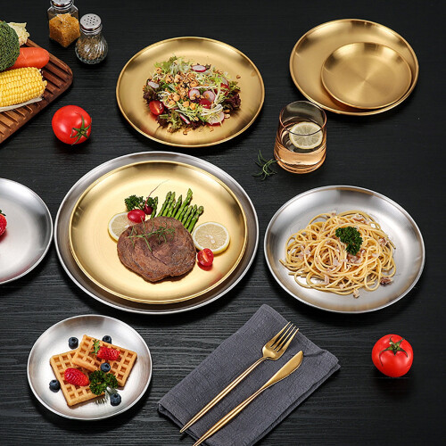 Stainless Steel Dessert Plates 20cm Reusable 2
