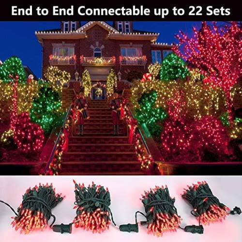 Red 100 LED Christmas String Lights 33ft Indoor Outdoor 1