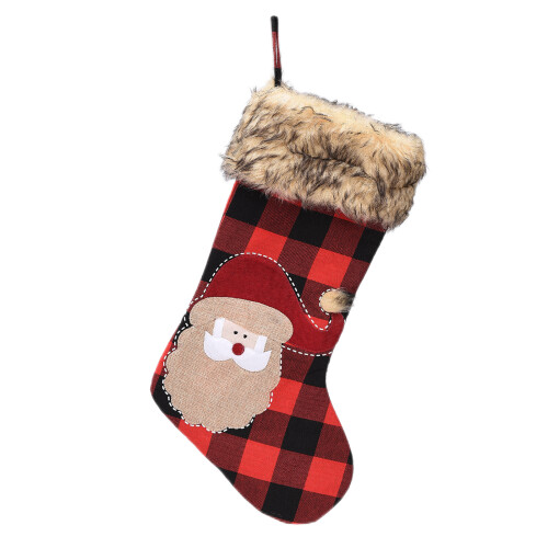 Red Christmas Stocking with Snowman & Deer Design 2
