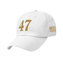 47 polyester mou brodé de chapeau de Snapbacks réglable-Blanc