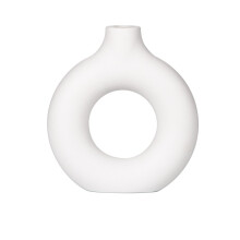 White Plastic Donut Vase 19.5 x 17.5 cm