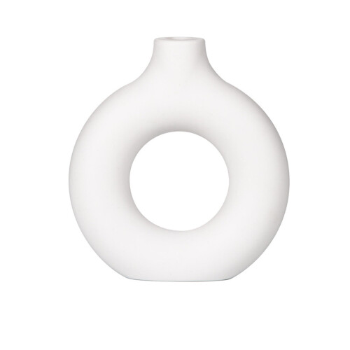 White Plastic Donut Vase 19.5 x 17.5 cm