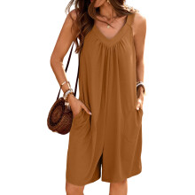 Women's Summer Sleeveless Jumpsuits Casual Rompers-caramel XXL