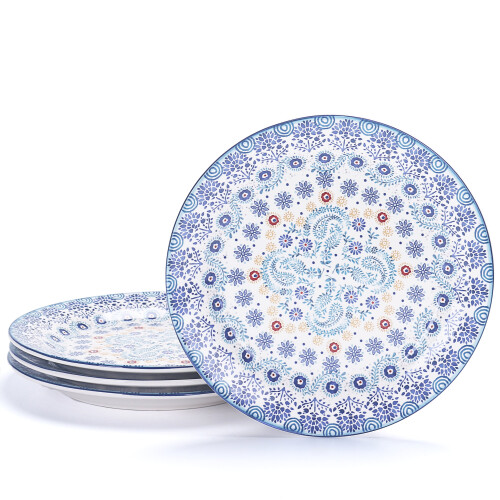 Bico Blue Talavera Κεραμικές Πιάτες Σαλάτας Σετ 4