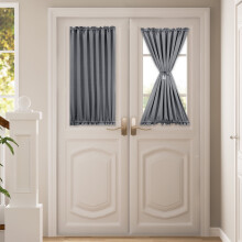 Blackout Door Curtain with Double Rod Pocket, Grey, 61x102cm