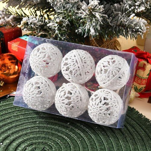 6-Piece Christmas Baubles Set, 6cm Plastic Ornaments