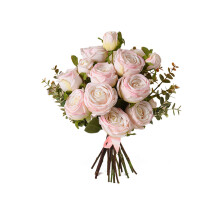 Silk Rose Bouquet with Green Leaves38cm
