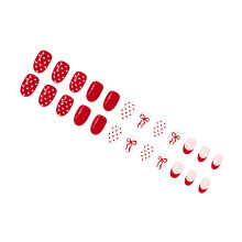 24Pcs Christmas New Year False Nail Heart Flame Glitters Design