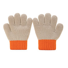 Newborn Baby Winter Gloves Thick Warm Knitted-gray tangerine