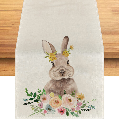 Linen Easter Table Runner33x183cm Multicolour