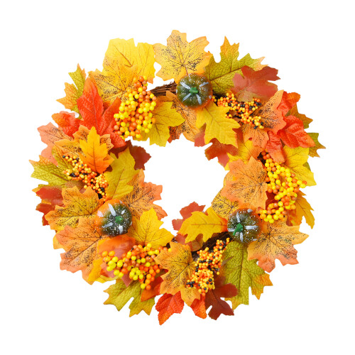 Harvest Wreath45cm Multicolor Cloth Foam Rattan
