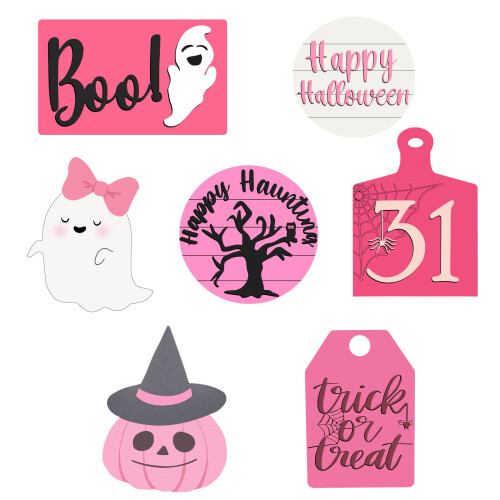 Wooden Halloween Tiered Tray Decor Set