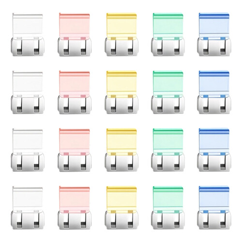 20Pcs Candy Colored Clear Push on Clips Plastic Paper Clip-1